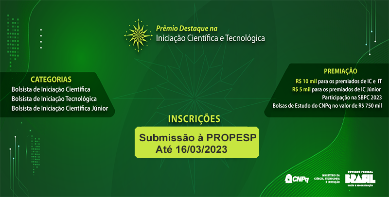 20º Prêmio Destaque na Iniciação Científica e Tecnológica - Edital 2022